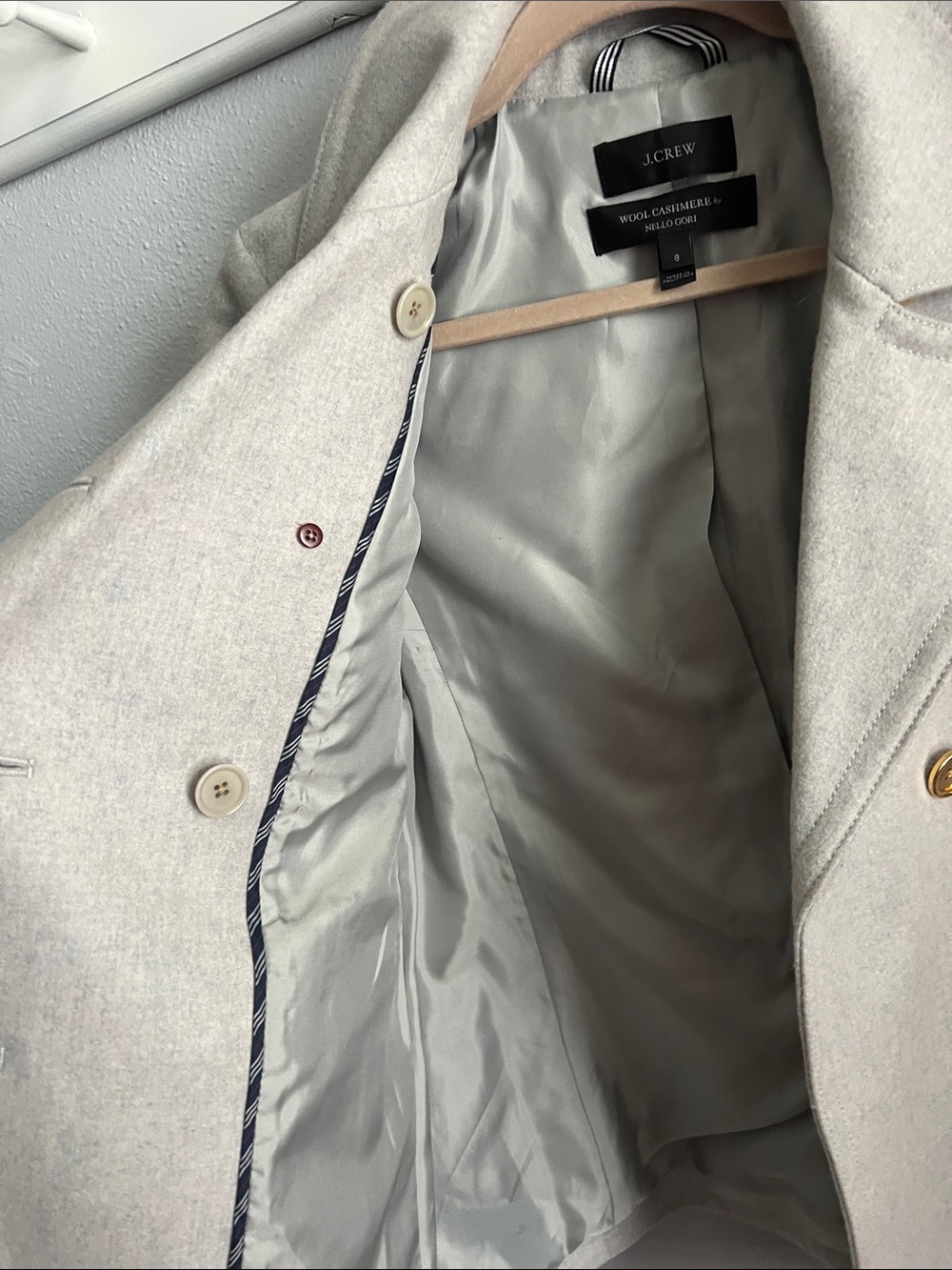 J. Crew Light Gray Double-Breasted Wool Cashmere Peacoat 8 - Picture 8 of 9